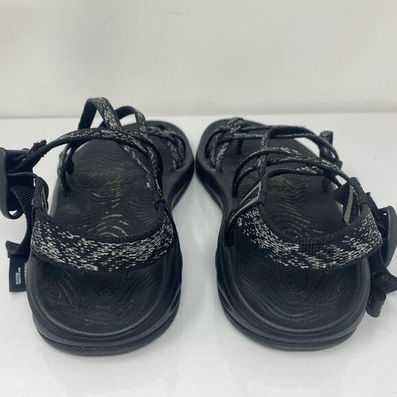 Chaco Sz 8 Classic Black White Hiking Toe Loop Water Sport Crossover Sandals - Picture 4 of 7